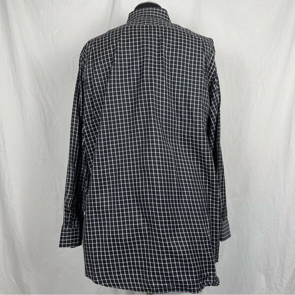Paul Fredrick Checked Two Ply Cotton Dobby Button Down Shirt - Men’s 18.5 - Picture 2 of 5